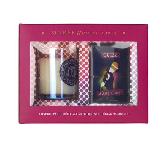 Coffret Bougie Parfumée et Cartes "quizz" 7cm Vanille