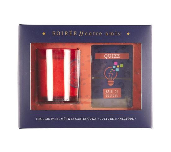 Coffret Bougie Parfumée et Cartes "quizz" 7cm Ambre