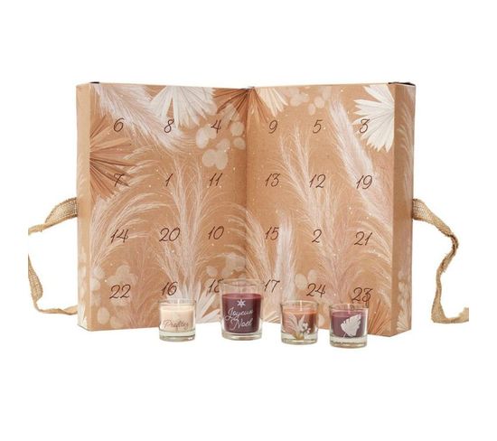 Calendrier De L'avent 24 Bougies Parfumées "nature" 30cm Marron
