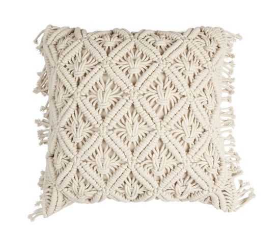 Coussin Déco Macramé "crush" 40x40cm Beige