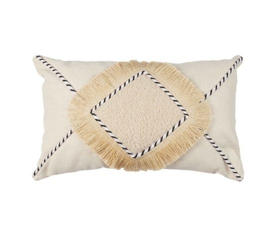 Coussin Déco Bouclette "crush" 30x50cm Beige