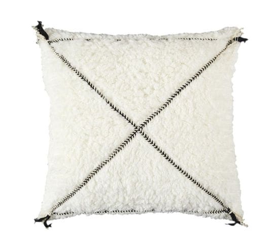 Coussin Sherpa Tressé "crush" 40x40cm Blanc