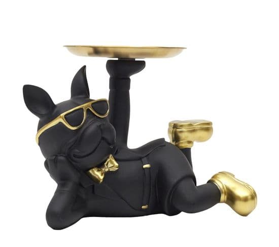 Vide-poche Statue "bulldog" 27cm Noir