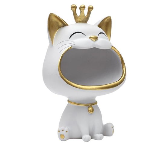 Vide-poche Statue "chat" 25cm Blanc