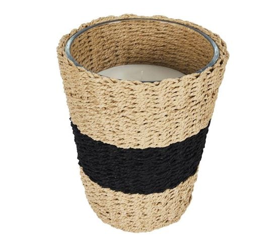 Bougie Parfumée "panier Tressé" 23cm Bois et Gingembre