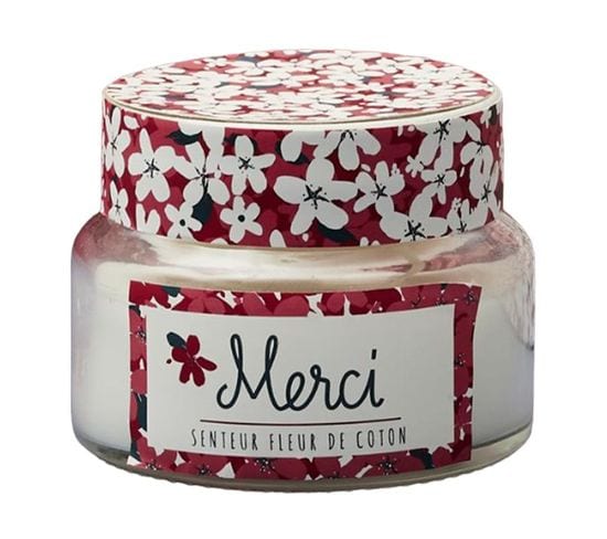 Bougie Parfumée "merci" 10cm Fleur De Coton