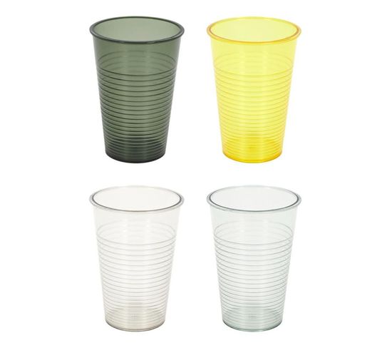 Lot De 4 Gobelets Réutilisables "bain De Soleil" 20cl Vert et Jaune