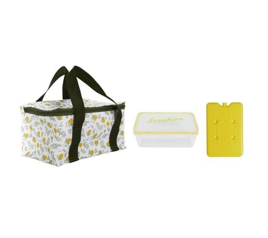 Lunch Bag 3 Pièces "bain De Soleil" 22cm Jaune et Vert