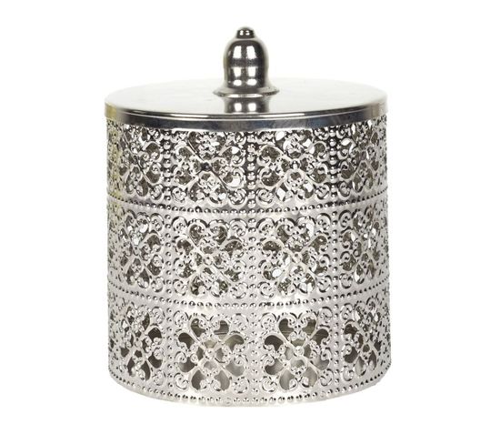 Boîte Déco En Métal "ajourée" 14cm Argent