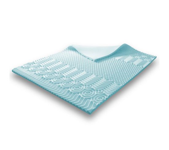 Surmatelas Glace 7 Zones 160 x 200 - Mémoire de Forme - Gel rafraichissant idéal pour l'été