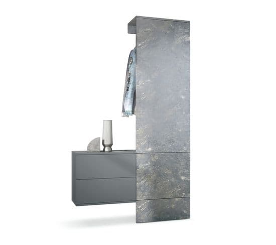 Vestiaire Gris Et Aspect  Marbre Graphite  (lxhxp) : 105 X 193 X 35