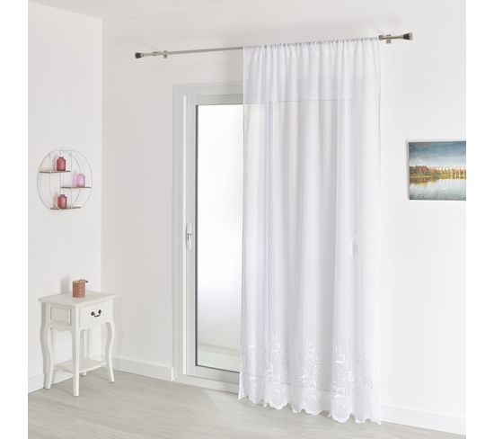 Voilage Sablé Base Brodée - 180x240 Cm - Blanc