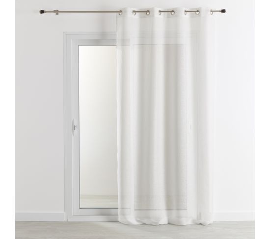 Rideau Voilage 100% Lin Fluide - 140x260 Cm - Blanc