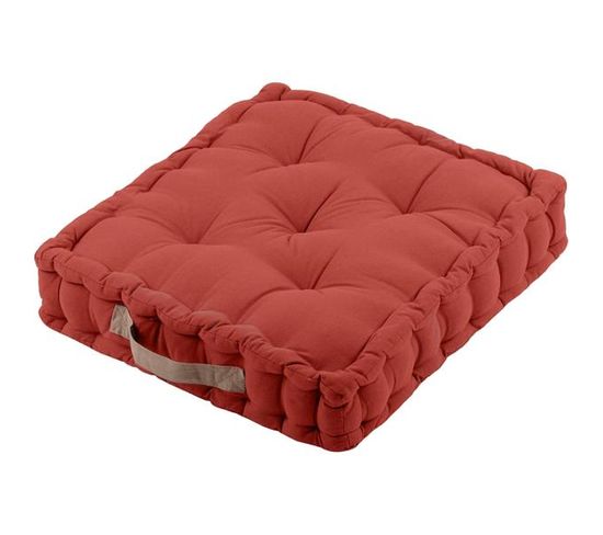 Coussin De Sol Duo, Terracotta/lin, 45x45x10cm, 100% Coton