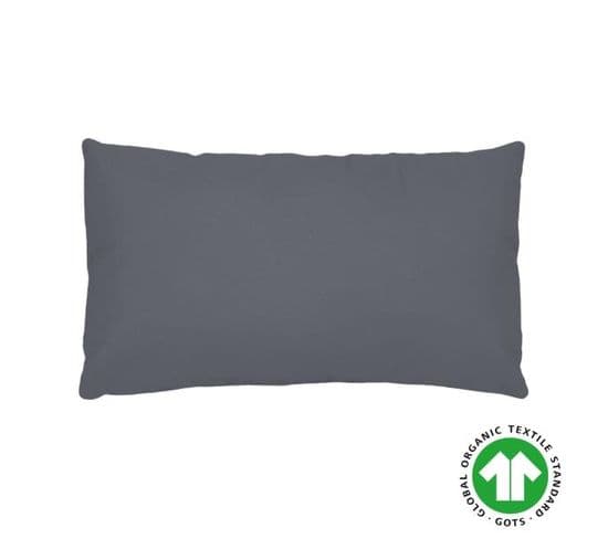 Taie D'oreiller Coton Biologique, 50x70cm, Gris Ardoise, 100% Coton 57 Fils,