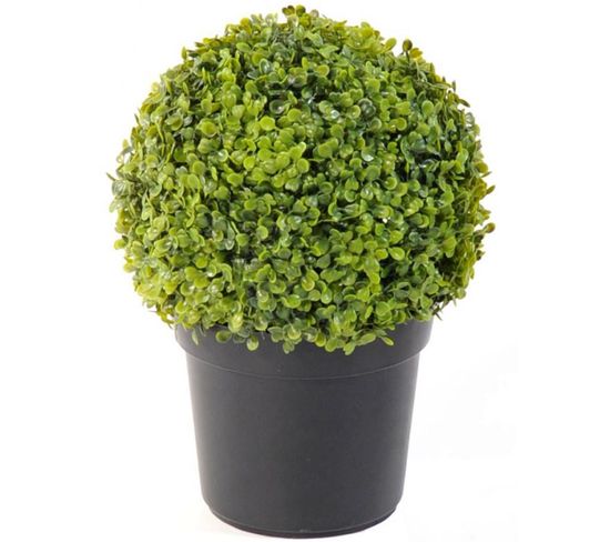 Plante artificielle haute gamme Spécial extérieur / Buis boule artificiel - Dim : H.38 x D.27 cm