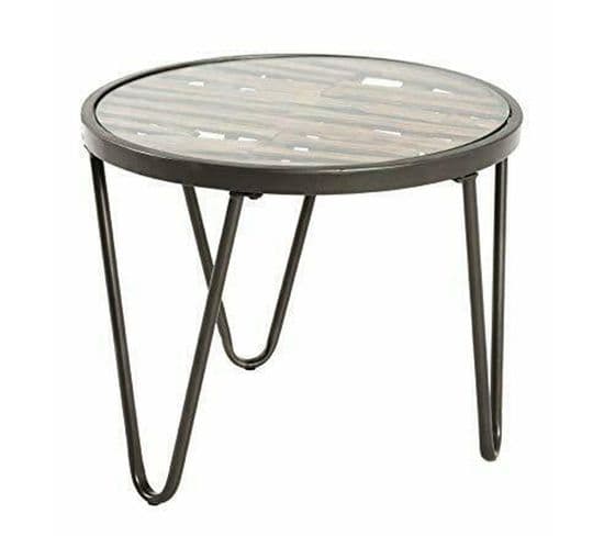 Table D'appoint Coloris Anthracite-nature - Dim : H 43 X Ø 52 Cm