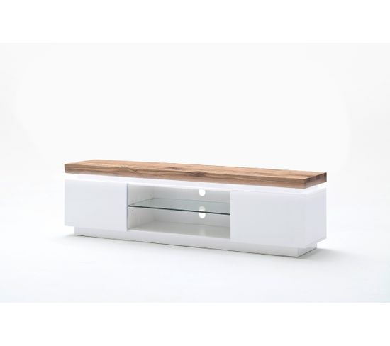 Meuble Tv Avec Led Coloris Laqué Blanc Mat - L175 X H40 X P49 Cm