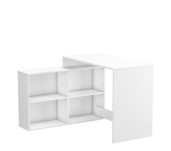 Bureau D'angle En Panneau De Particules, Blanc Mat - Dim : 111,9 X 76,7 X 100,7 Cm