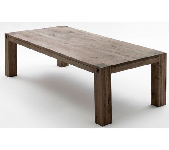 Table À Manger En Chêne Massif Patiné Laqué - L.180 X H.76 X P.90 Cm