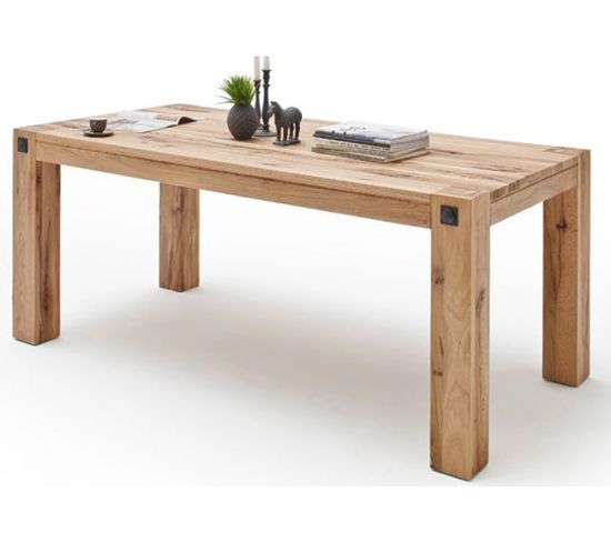 Table À Manger En Chêne Sauvage Laqué Mat Massif - L.180 X H.76 X P.90 Cm