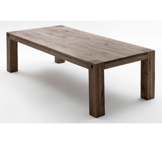 Table À Manger En Chêne Massif Patiné Laqué - L.260 X H.76 X P.100 Cm