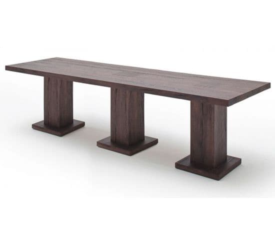 Table À Manger En Chêne Massif Patiné Laqué Mat - L.400 X H.76 X P.120 Cm