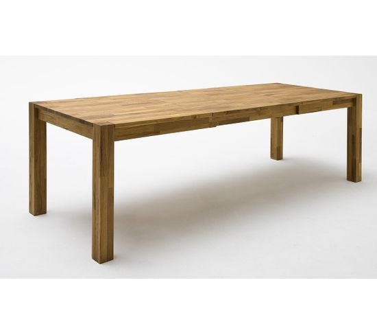 Table De Salle à Manger Rectangulaire Extensible En Bois Hêtre Massif Huilé Coloris Chêne Sauvage