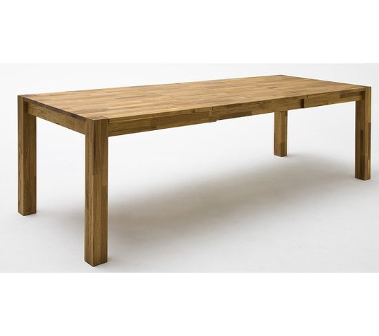 Table De Salle à Manger Rectangulaire Extensible En Bois Hêtre Massif Huilé Coloris Chêne Sauvage