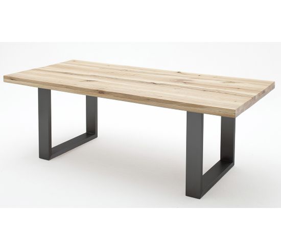 Table À Manger En Chêne Sauvage Massif/anthracite - L260 X H76 X P100 Cm