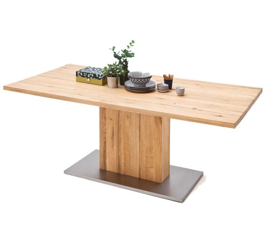 Table À Manger En Chêne Massif Huilé Avec Bord Droit - L160 X H77 X P90 Cm