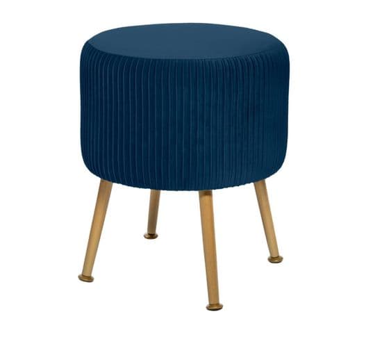 Tabouret En Velours Pliable Coloris Bleu - D. 35 X H. 41 Cm