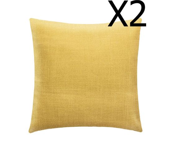 Lot De 2 Coussins En Polyester Coloris Ocre - L. 40 X L. 40 Cm