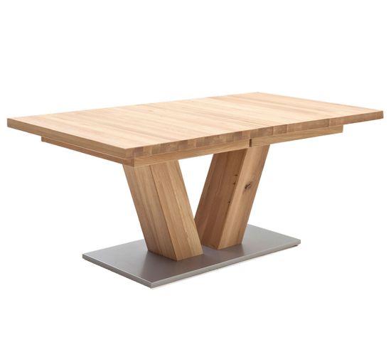 Table À Manger Extensible En Chêne Massif Bianco - L. 180-270 X H. 78 X P. 100 Cm