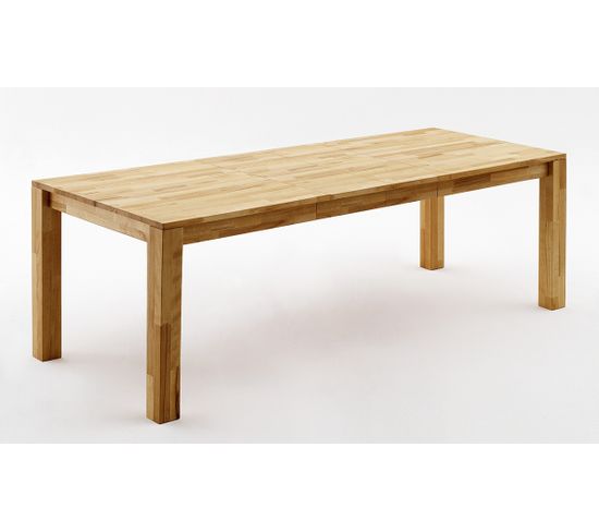 Table De Salle à Manger Rectangulaire Extensible En Bois Hêtre Massif Huilé Coloris Chêne Sauvage