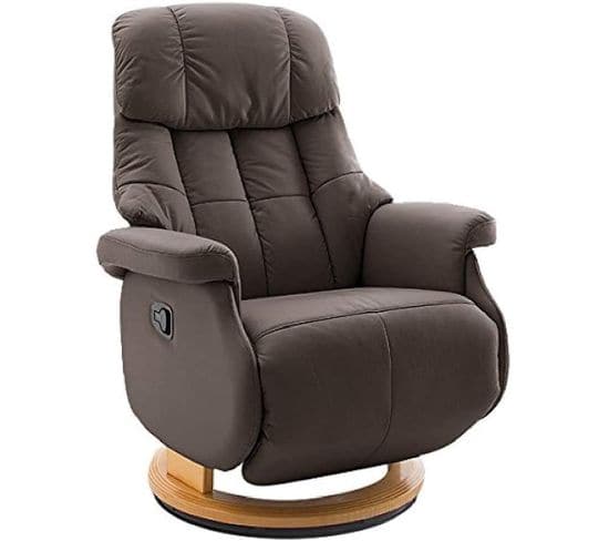 Fauteuil Relax / Fauteuil Rotatif En Cuir Coloris Marron - L.77 X H.111 X P.86 Cm