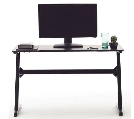 Bureau D'ordinateur / Table De Jeu Aspect Carbone En Métal + LED - L. 120 X H. 73 X P. 60 Cm