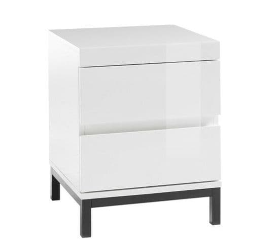 Table De Chevet / Table De Nuit Coloris Blanc Brillant - L. 40 X H. 50 X P. 40 Cm