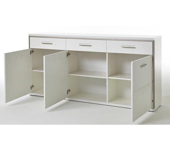 Buffet En Métal Coloris Blanc Brillant - L. 184 X H. 89 X P. 45 Cm