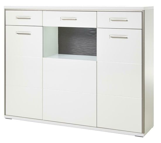 Buffet Coloris Blanc Brillant - L. 153 X H. 121 X P. 45 Cm