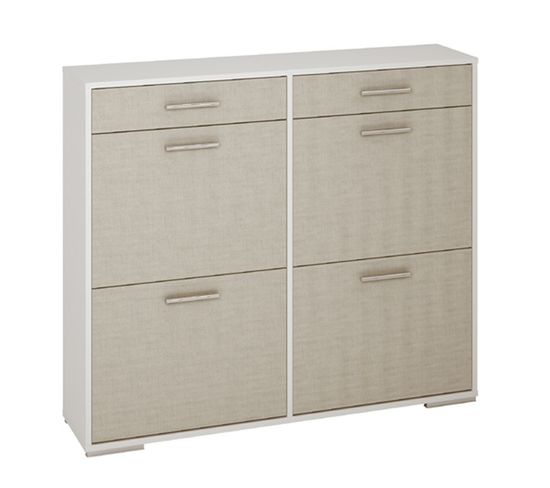 Commode Meuble À Chaussures Coloris Chêne/blanc - Longueur 117 X Hauteur 100 X Profondeur 27 Cm