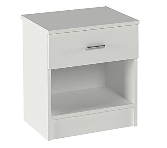 Chevet / Table De Nuit Coloris Blanc - Hauteur 50 X Longueur 44.2 X Profondeur 36 Cm