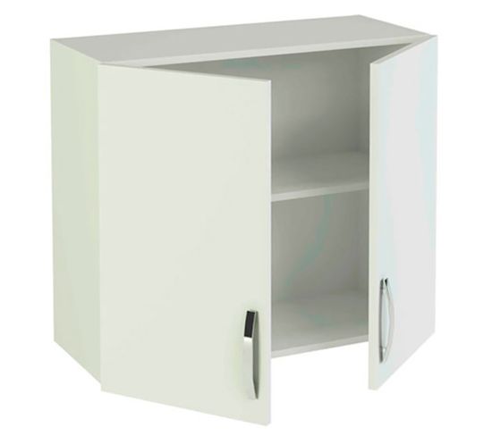 Meuble Haut De Cuisine 2 Portes Coloris Blanc - Hauteur 70 X Longueur 80 X Profondeur 35 Cm