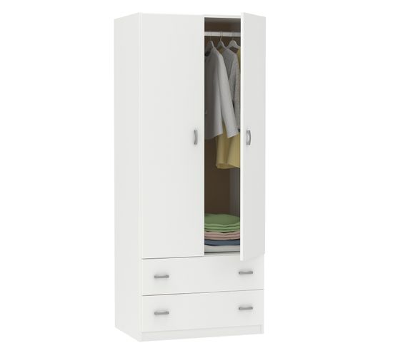 Armoire Placard / Meuble De Rangement Coloris Blanc Brillant - H. 180 X L. 74 X P. 50 Cm