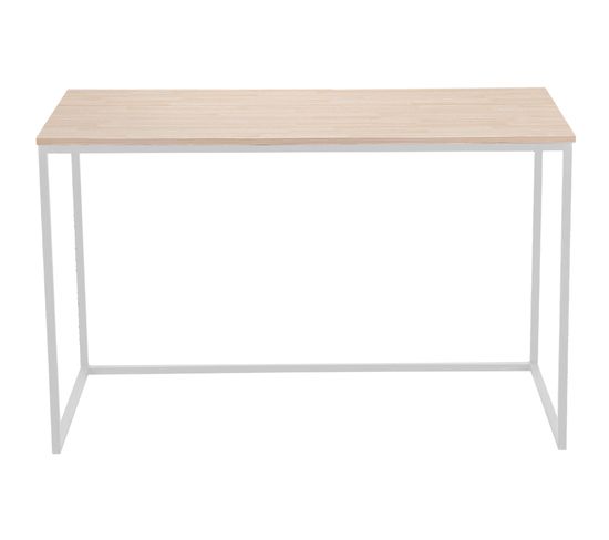Table De Bureau Coloris Chêne Nordique / Pieds Blanc - Longueur 120 X Largeur 60 X Hauteur 75 Cm