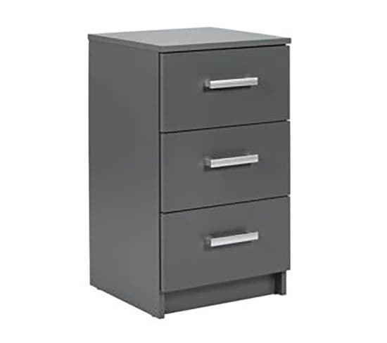 Commode 3 Tiroirs Coloris Gris Graphite - L. 41,2 X H. 71 X P. 40 Cm