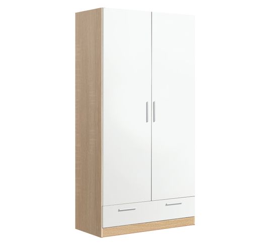 Armoire / Placard De Rangement De 2 Portes + 1 Tiroir Coloris Chêne Cambrian / Blanc