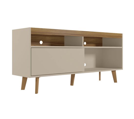 Meuble TV Coloris Beige / Fresne - L. 136 X P. 36 X H. 63 Cm