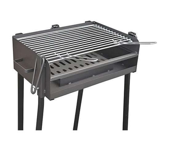 Barbecue Rectangulaire Avec Support En Acier Inoxydable Coloris Noir - 50 X 34 X 84,5 Cm
