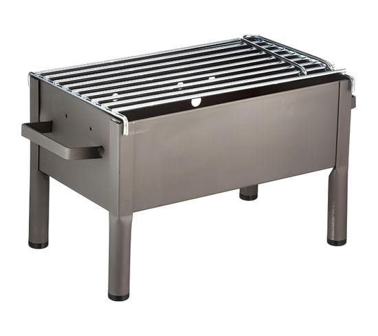 Barbecue De Table En Zinc Coloris Gris - 34 X 23 X 21 Cm